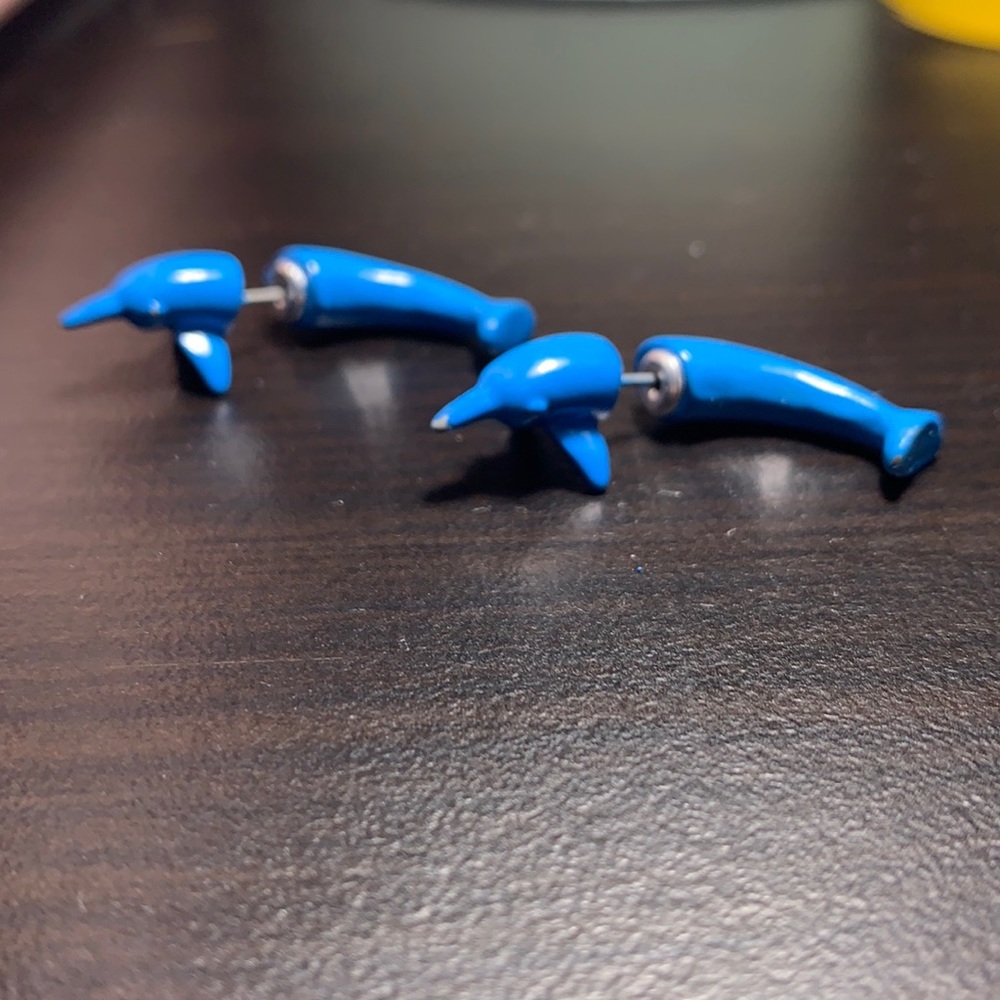 Blue dolphin earrings